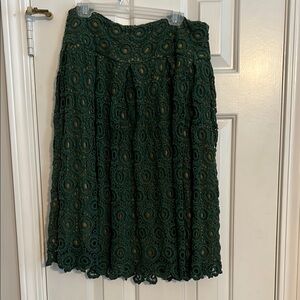 Moulinette Soeurs Green Embellished A-Line Midi Skirt